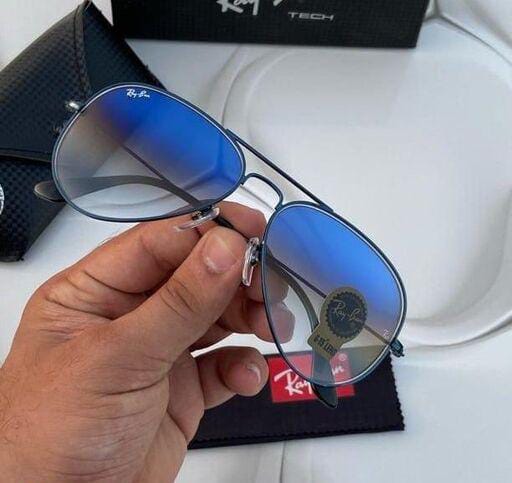 RAY-BAN Blue Shade & Black 3026 Aviator Hot Favourite Wintage Sunglass For Unisex.