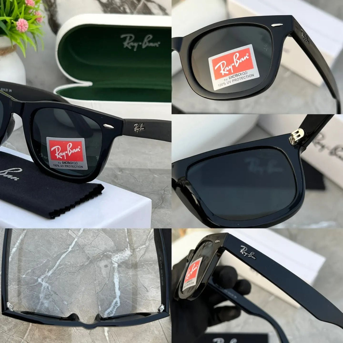 RAY-BAN Black Black 2140 Wayfarer Slant Trendy Hot Favourite Wintage Sunglass For Unisex.