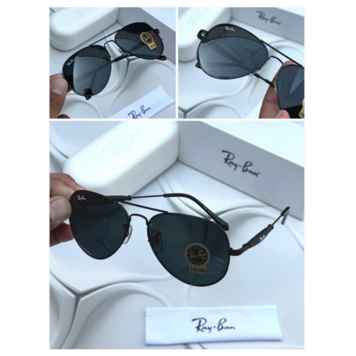 New Vintage Branded Ray-Ban With 100% UV Pack Of 2 Pcs Combo Trendy luxury Men & Women Sunglass